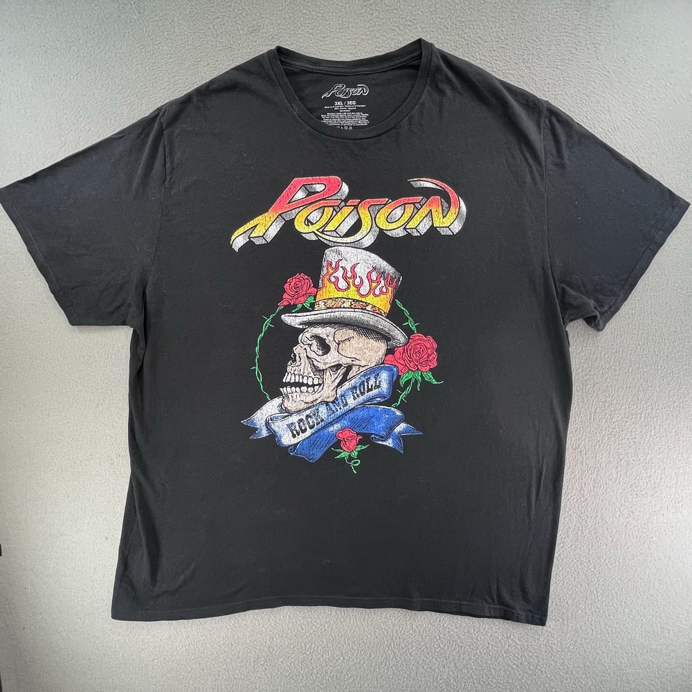 Poison Men T-Shirt Cotton Graphic 3XL Rock Band Aesthetic
